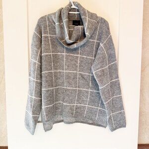 Gray Plaid Lumière Cowl Neck Sweater Womens Large